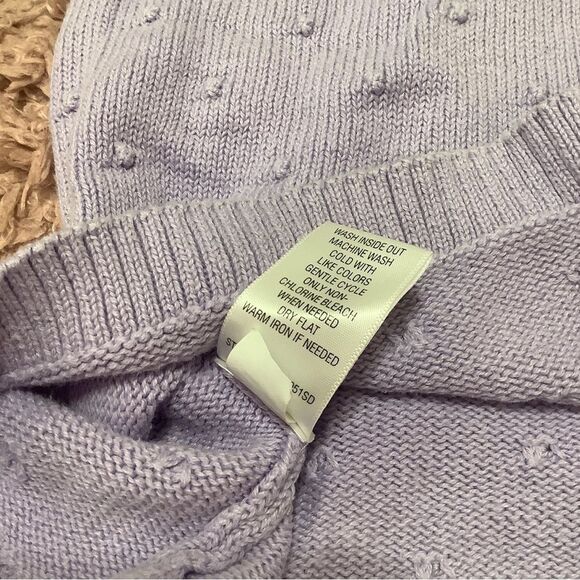 Croft and Barrow Pastel Purple Polka Dot Preppy 3/4 Sleeve Sweater Size Small - Picture 11 of 12